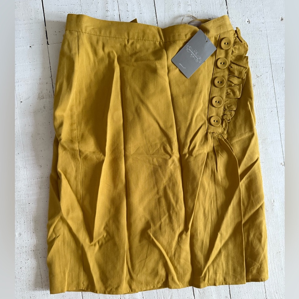 NWT Anthropologie Mustard Button-Accent Pencil Skirt 2